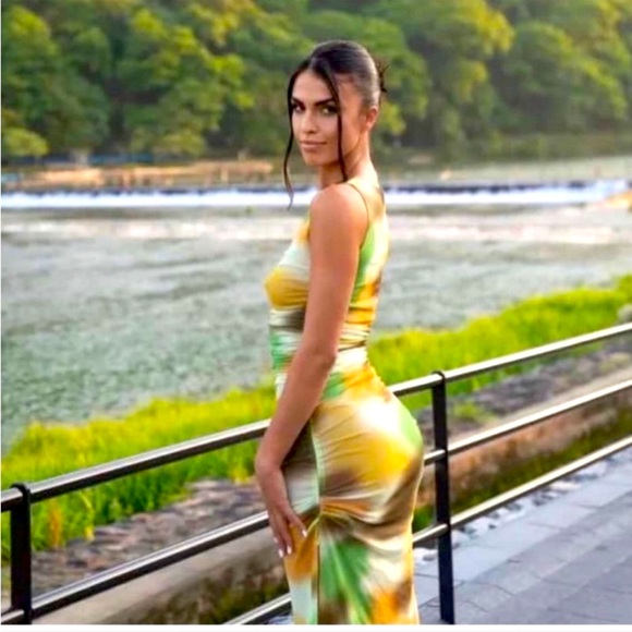 Zara Printed Tulle Dress Size L-XL NWT - Picture 2 of 11